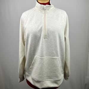 All in Motion Womens Quarter Zip Pullover Sweatshirt Cream Heathered Large L